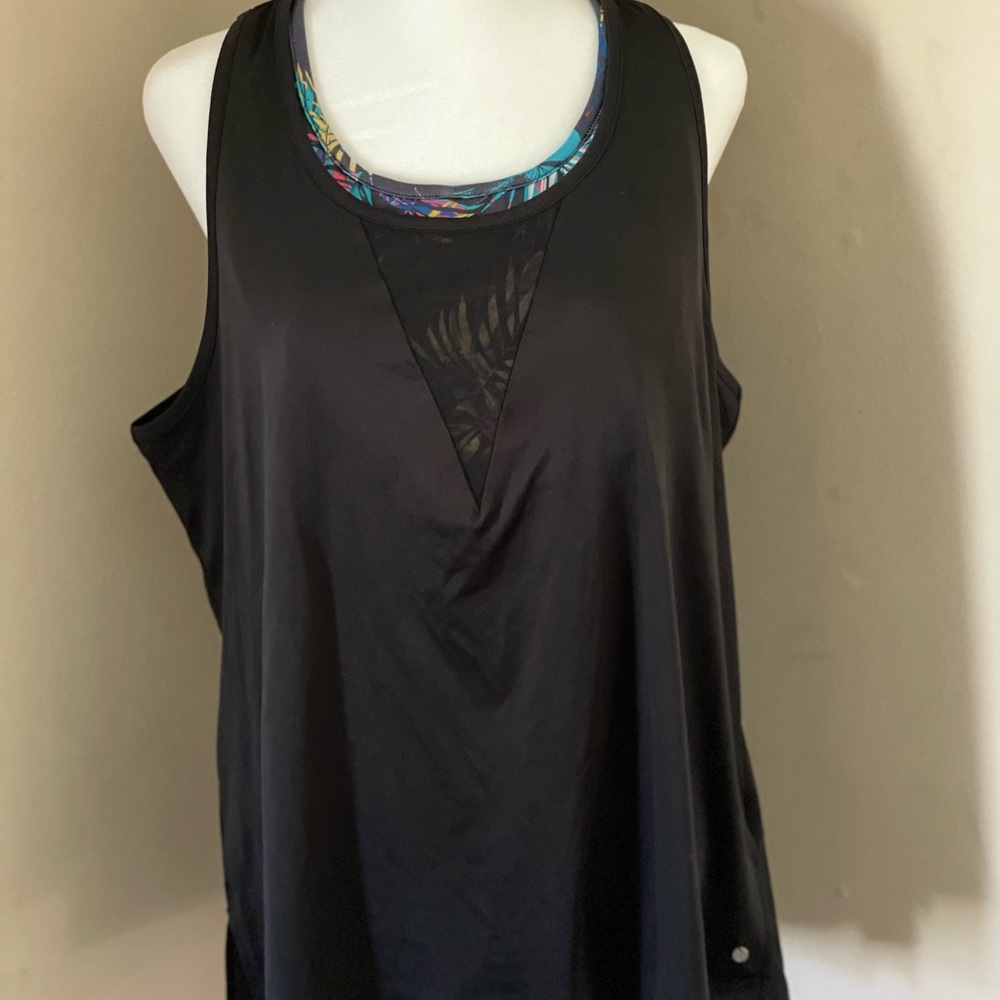 Jockey Black Sleeveless Tank Top with V-Neck Cut Out